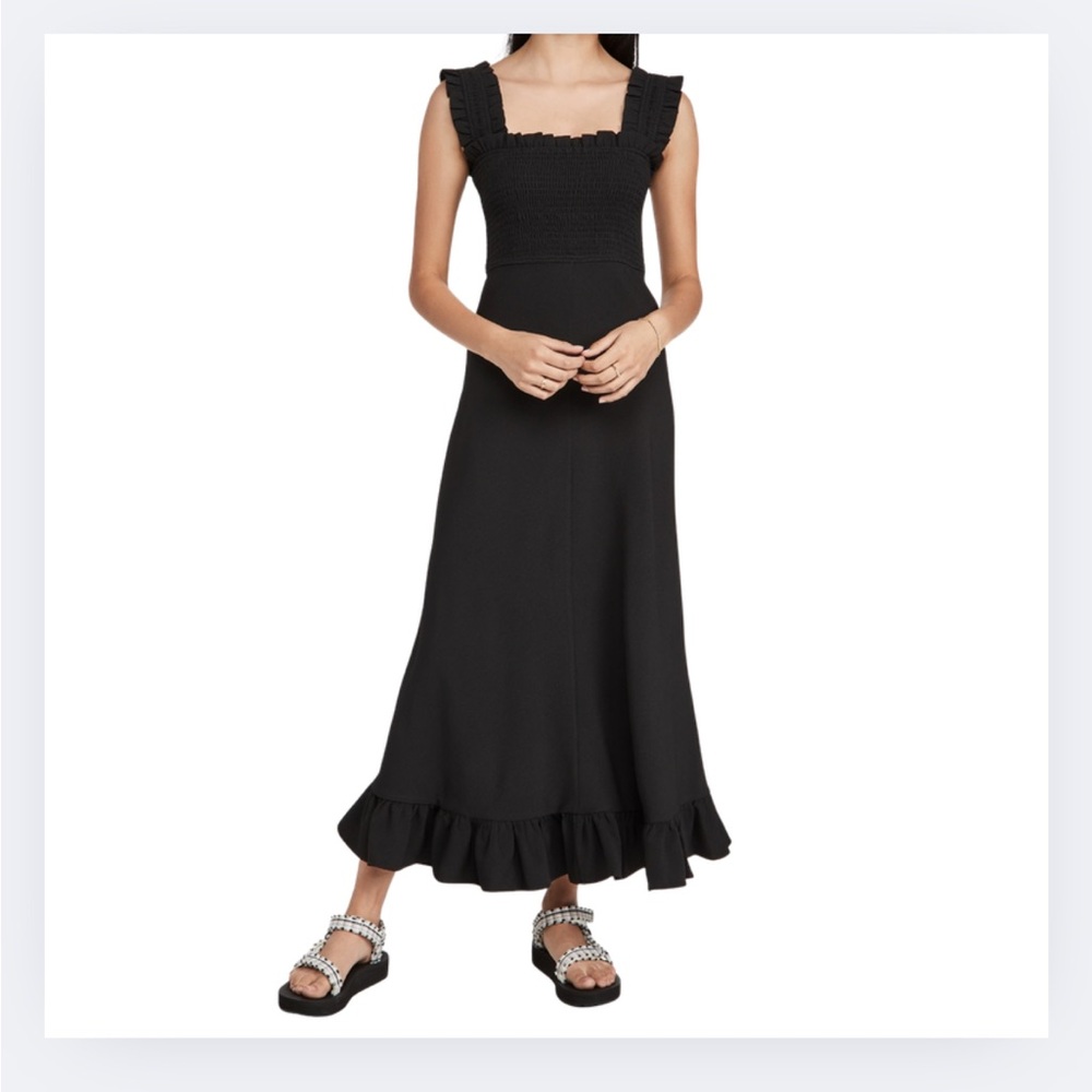 GANNI Heavy Crepe Maxi Dress ā Black ā Size 6
